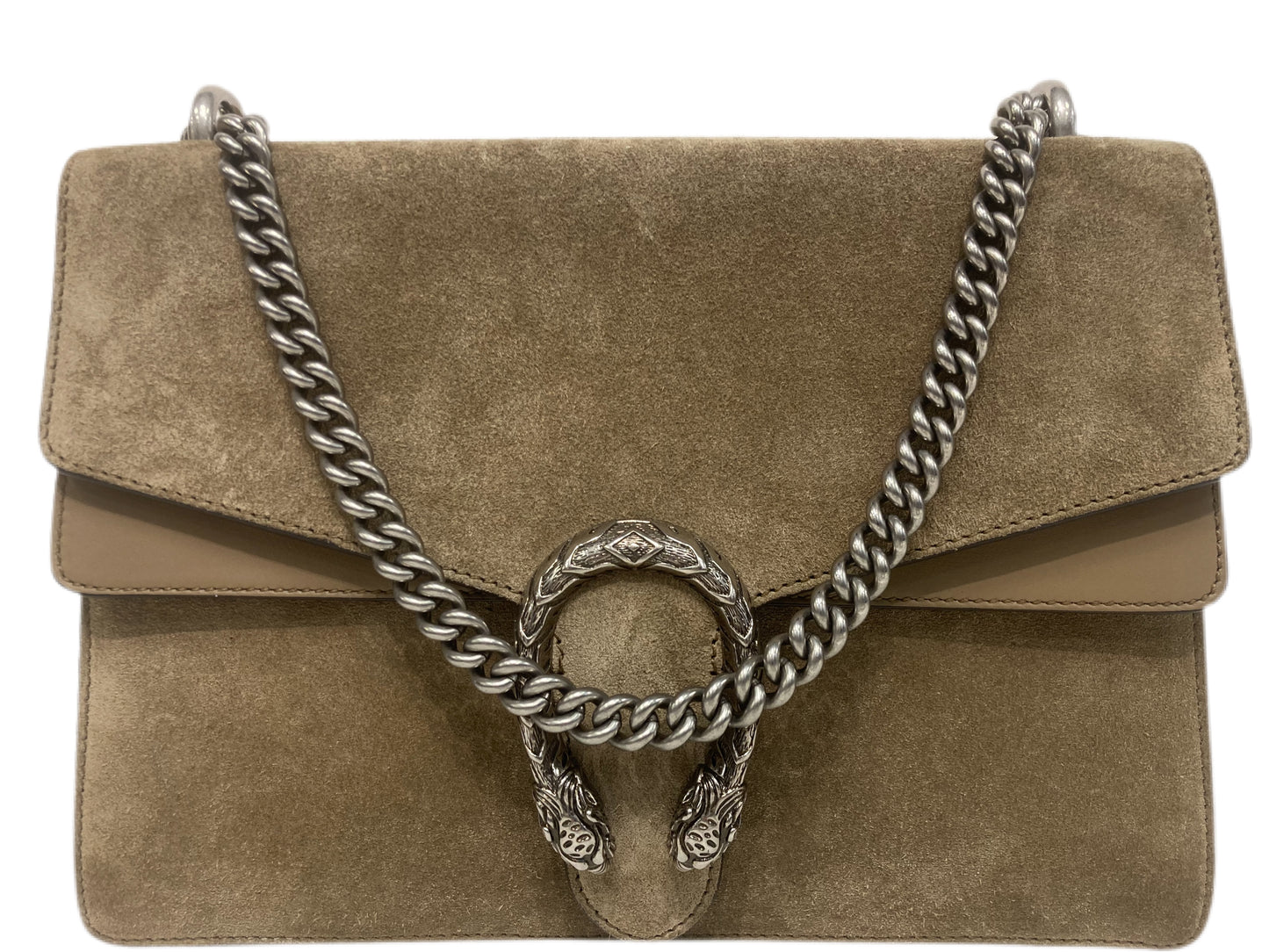 GUCCI Medium Suede Dionysus Shoulder Bag Taupe