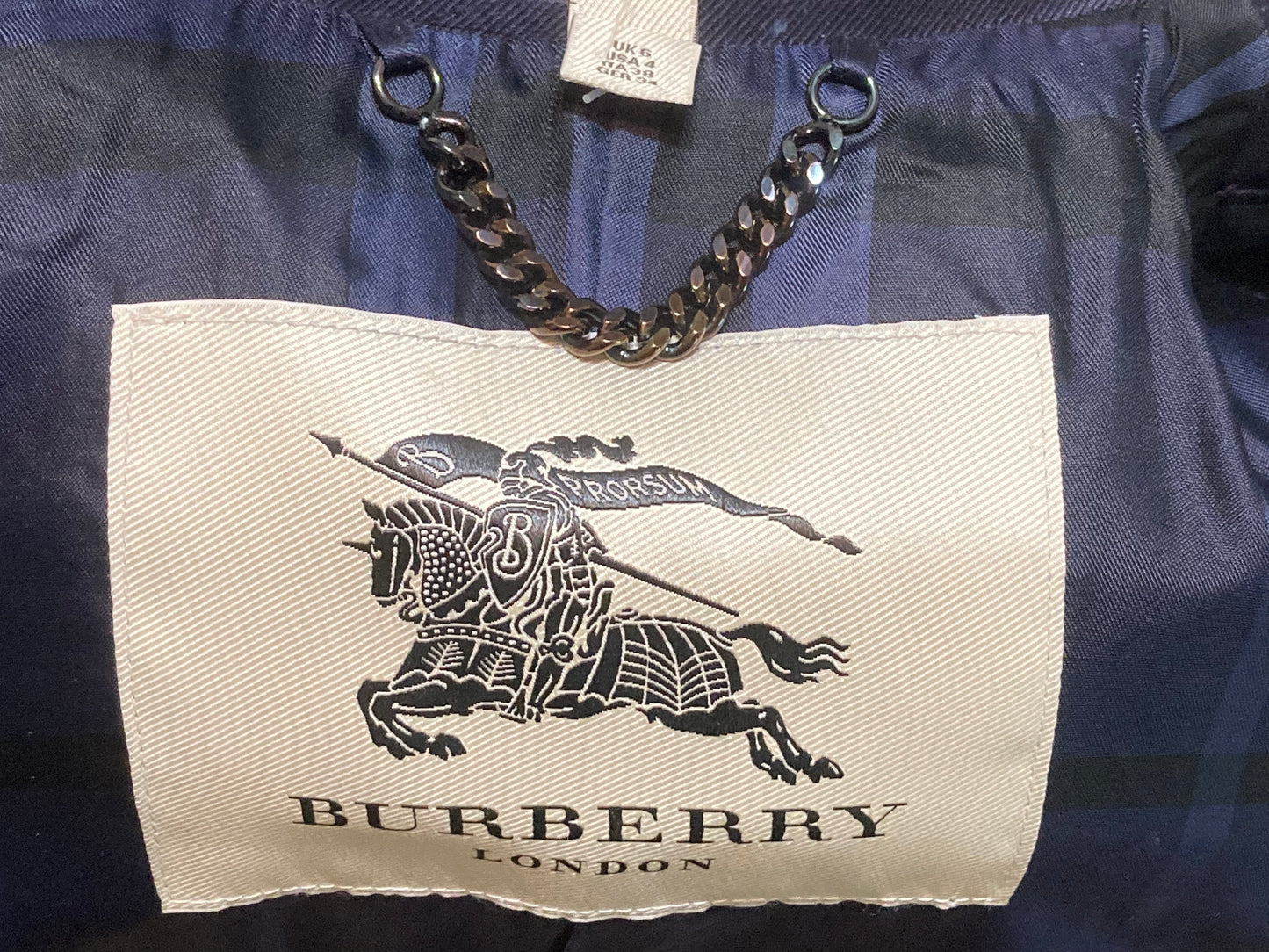 BURBERRY Ruffle Bottom Trench Coat Navy Size 4