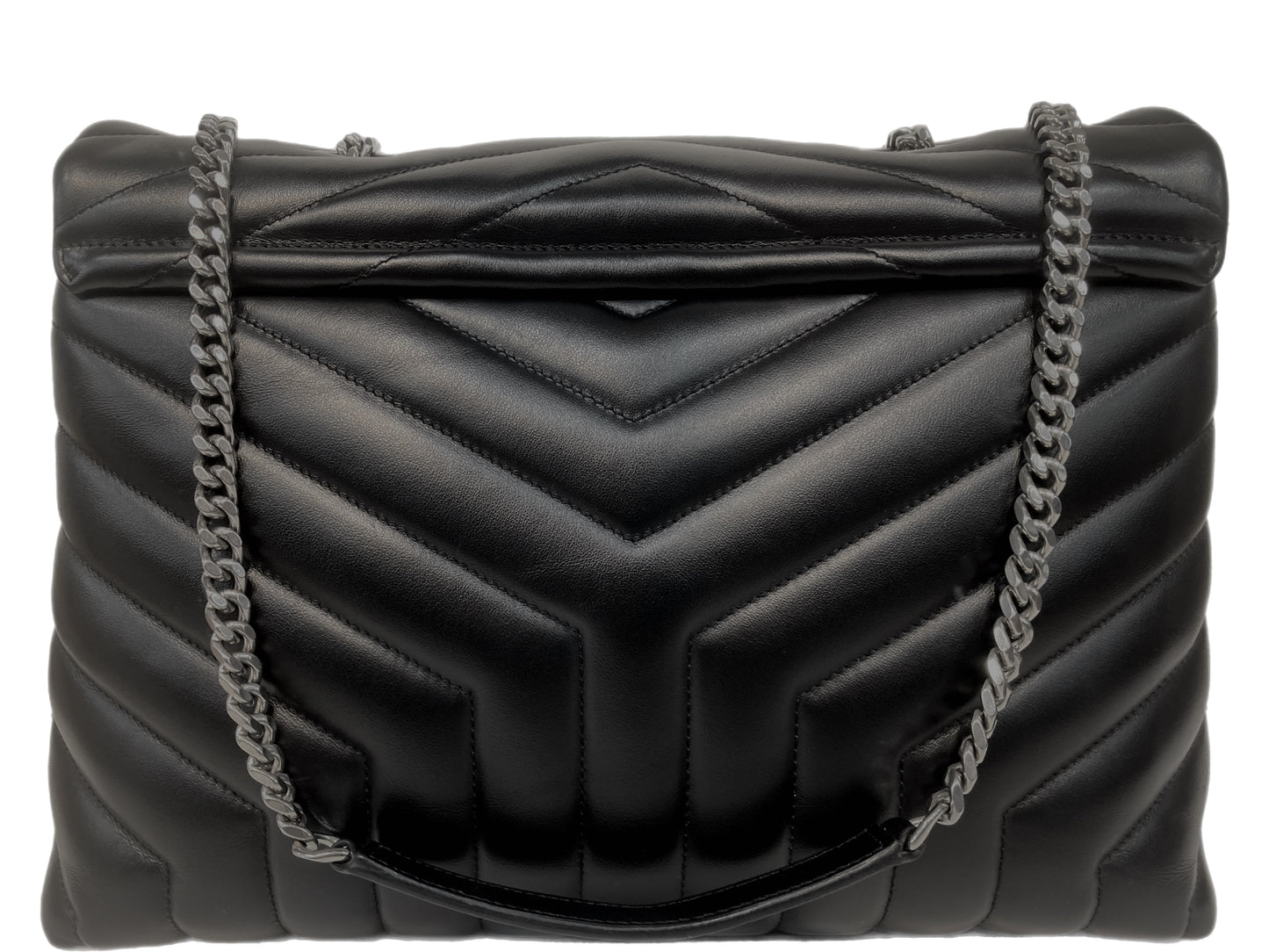 YVES SAINT LAURENT Leather LouLou Medium Matelasse Bag Black
