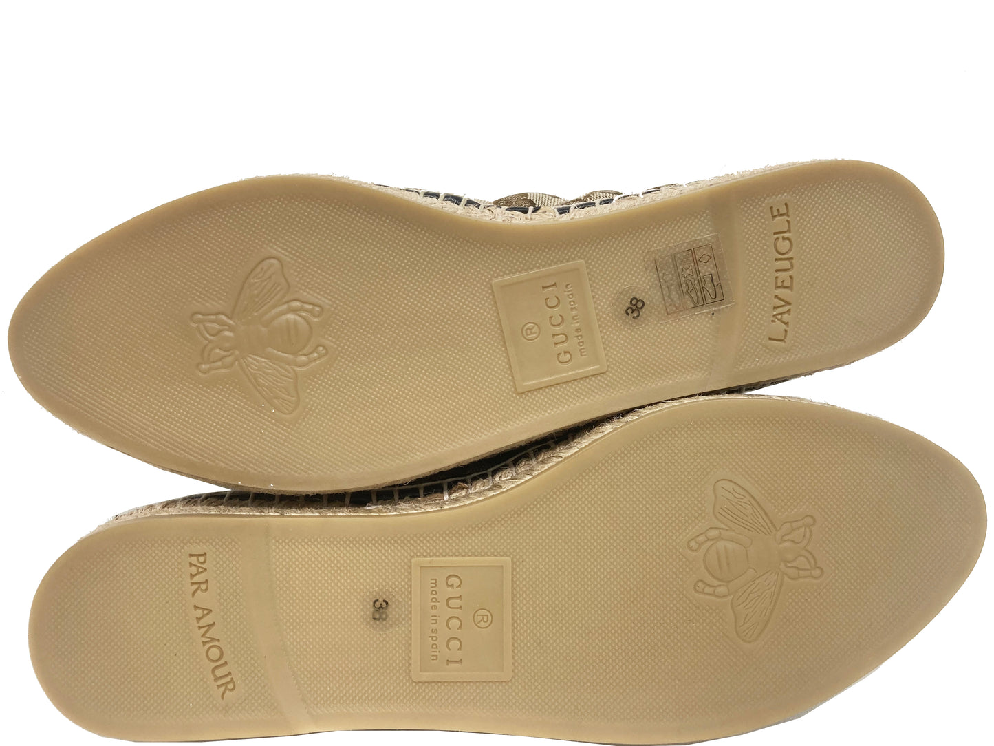 GUCCI Canvas Monogram Espadrilles Tan Size 38