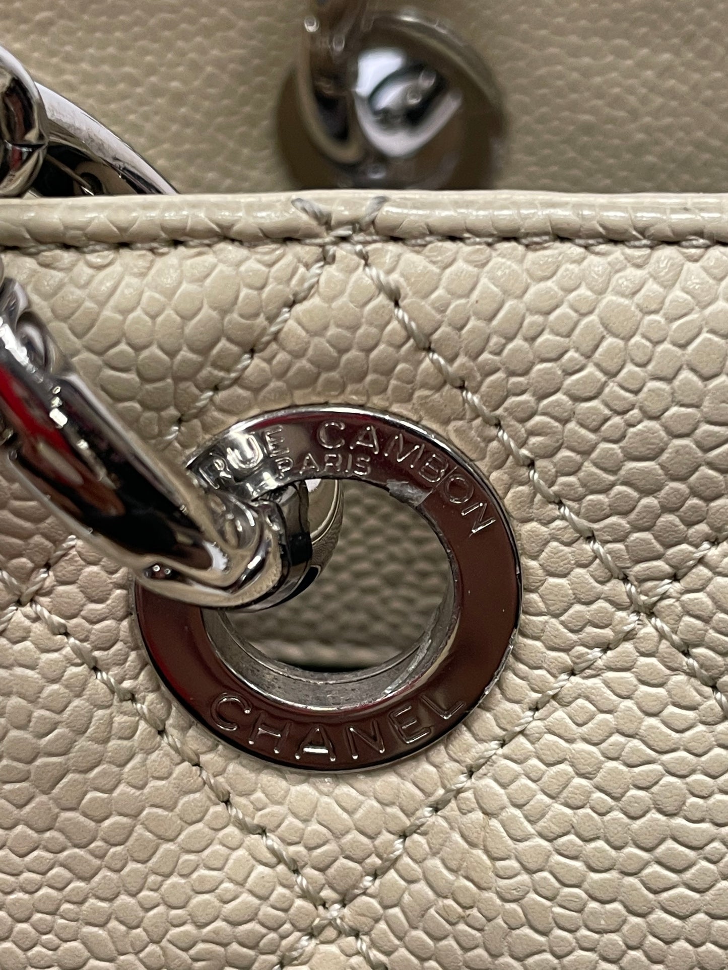 CHANEL Caviar Grand Shopping Tote Beige