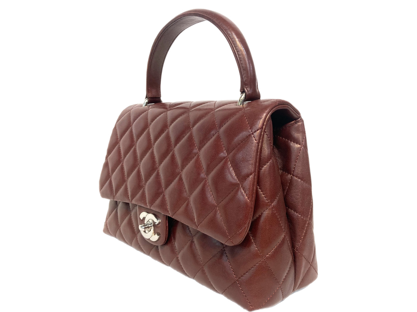 CHANEL Leather Classic Kelly Handbag Burgundy