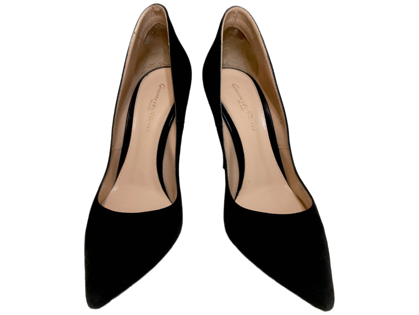 GIANVITO ROSSI Suede Ellipsis Pumps Black Size 38.5