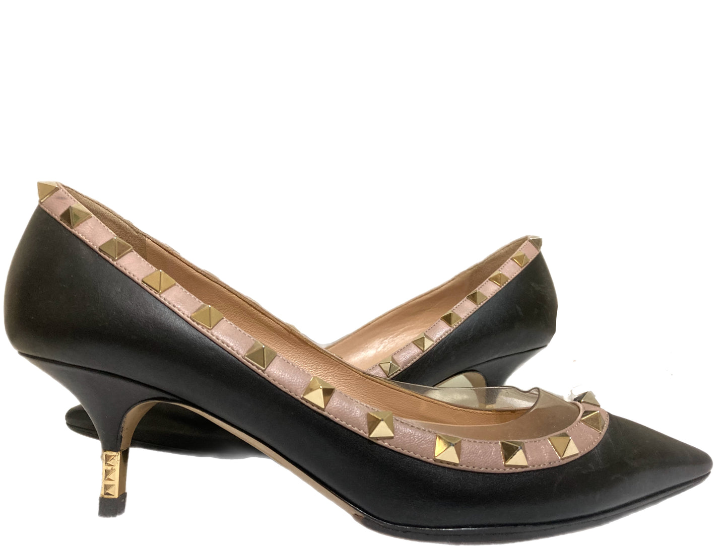 VALENTINO Leather Rockstud Pumps Black Size 38.5