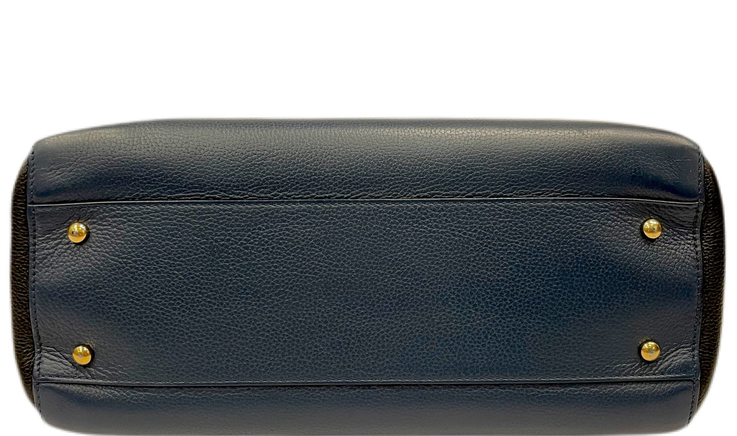 CHANEL Leather Neo Executive Handbag Blue / Black