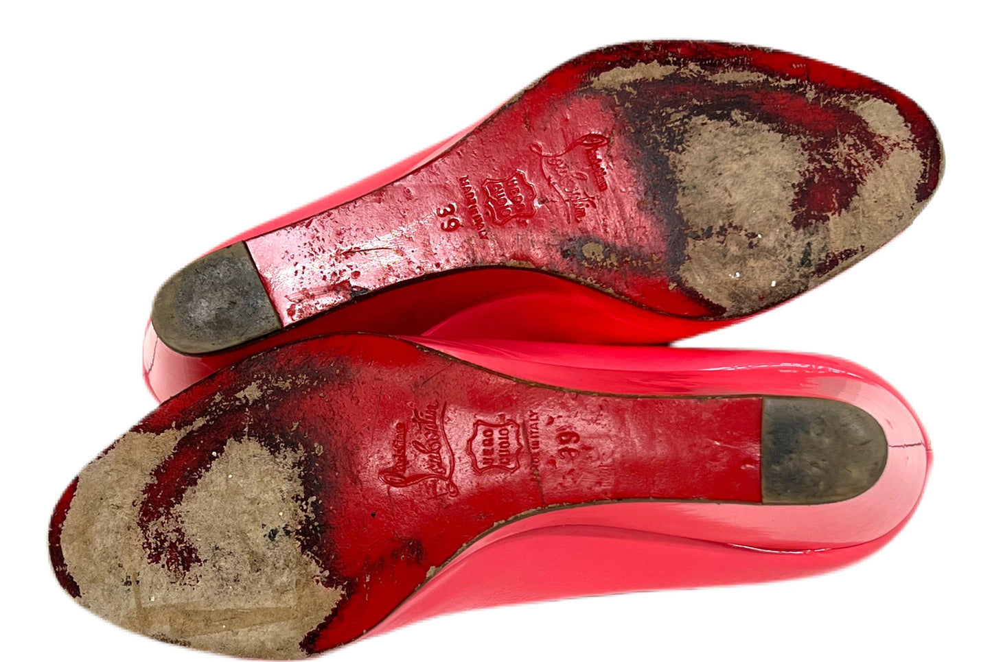 CHRISTIAN LOUBOUTIN Patent Leather Wedges Hot Pink Size 39