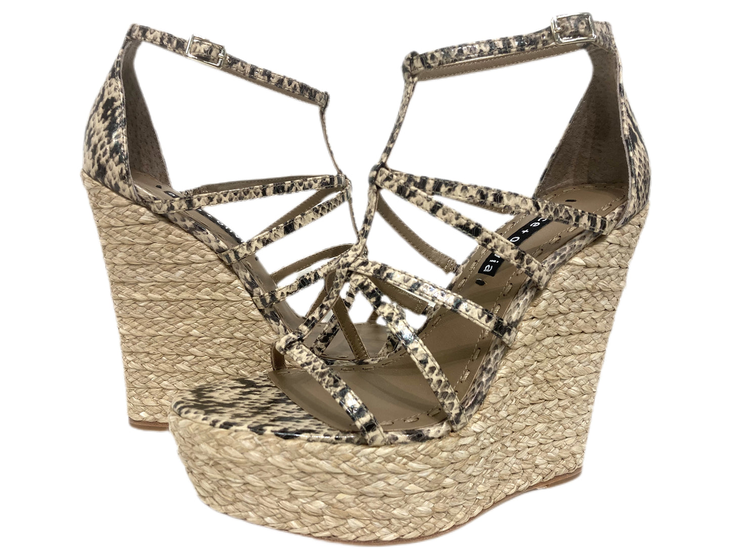 ALICE & OLIVIA Leather Snake Print Wedges Multi-Color Size 7