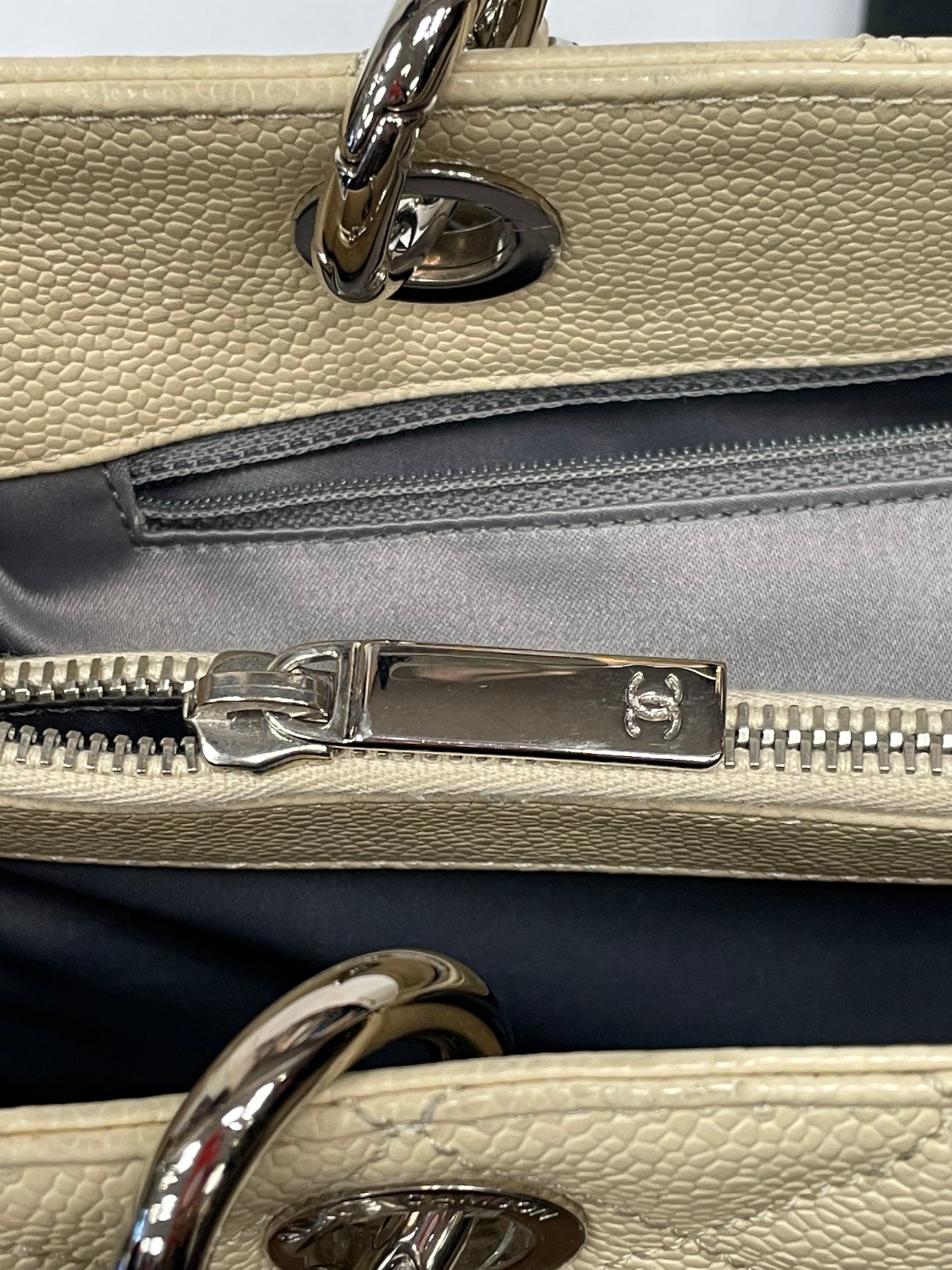 CHANEL Caviar Grand Shopping Tote Beige