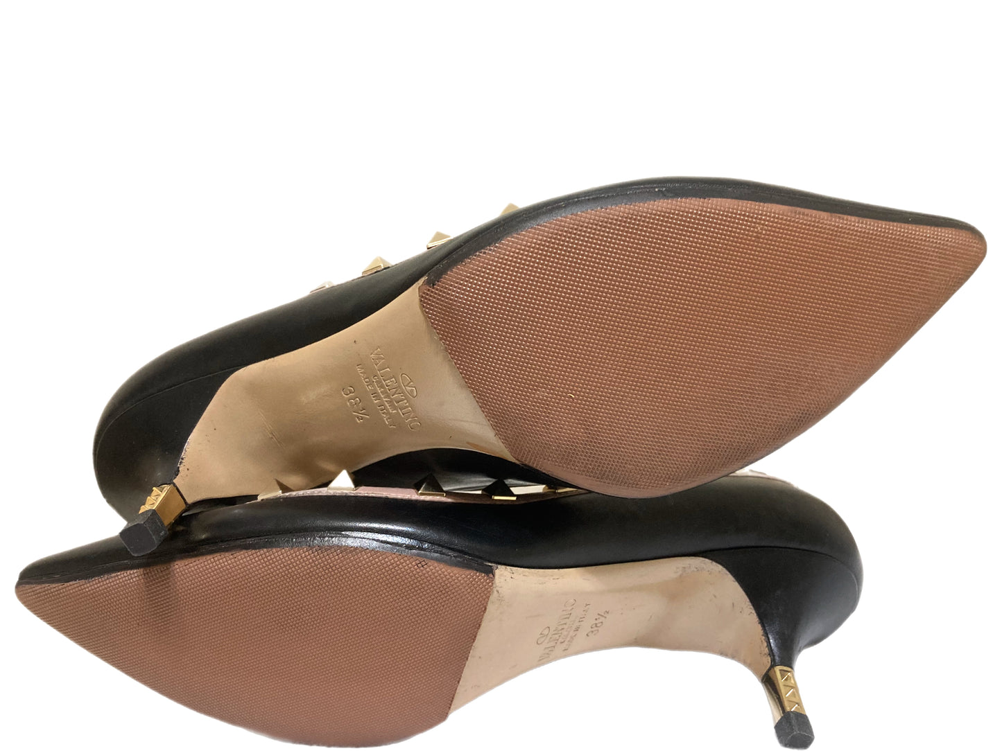 VALENTINO Leather Rockstud Pumps Black Size 38.5