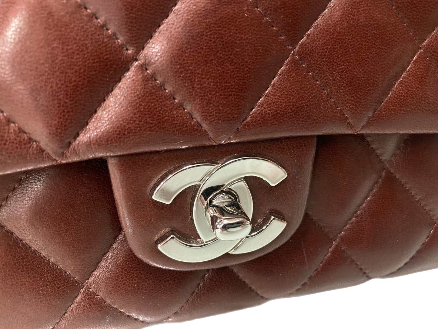 CHANEL Leather Classic Kelly Handbag Burgundy
