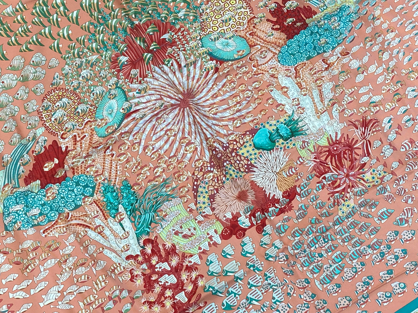 HERMES 100% Silk Rencontre Oceane Scarf Peach