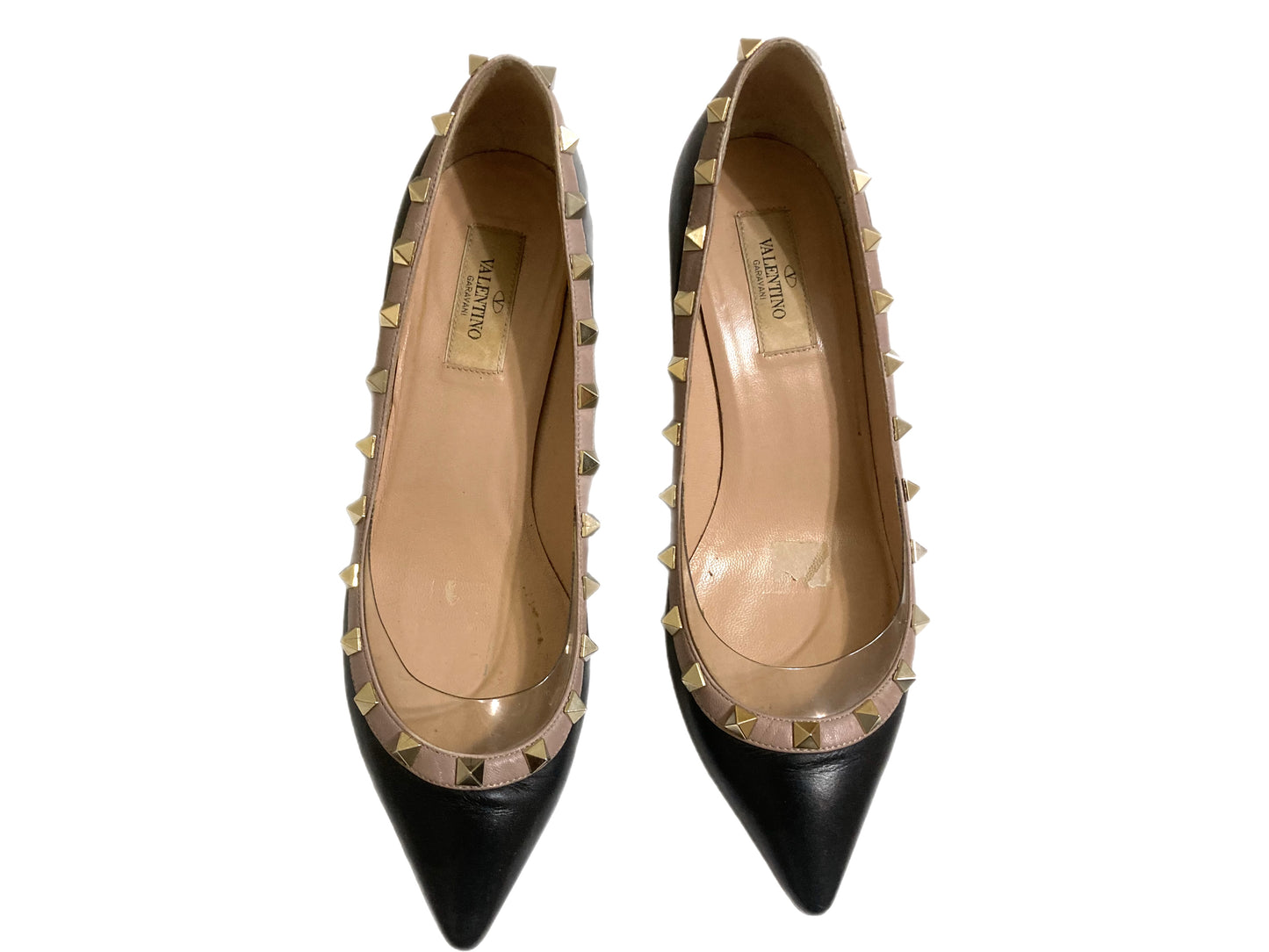 VALENTINO Leather Rockstud Pumps Black Size 38.5