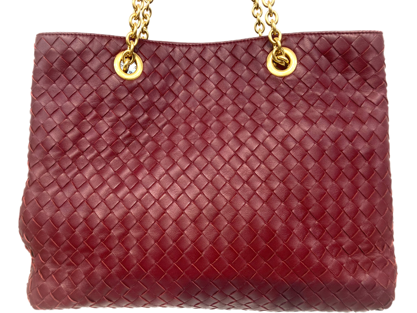 BOTTEGA VENETA Woven Leather Intrecciato Tote Burgundy