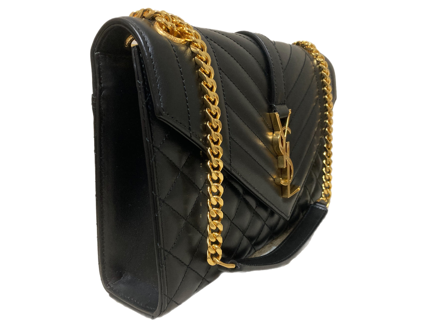 YVES SAINT LAURENT Leather Envelope Flap Bag Black
