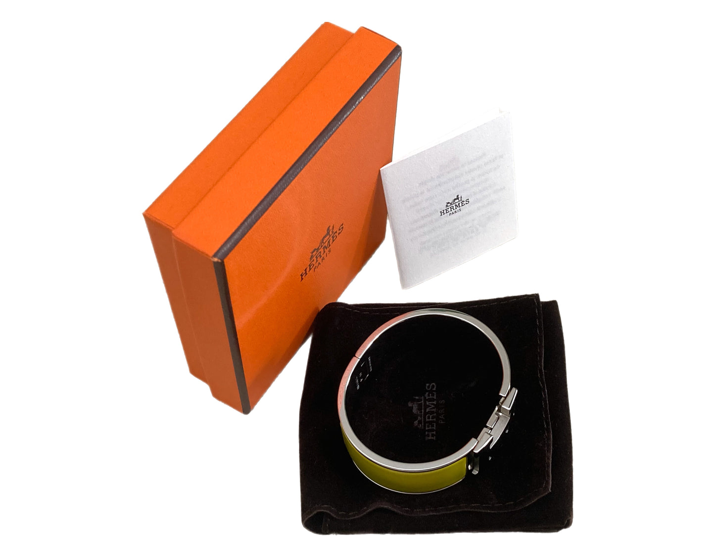 HERMES Silver Clic Clac Bangle Bracelet Silver & Yellow