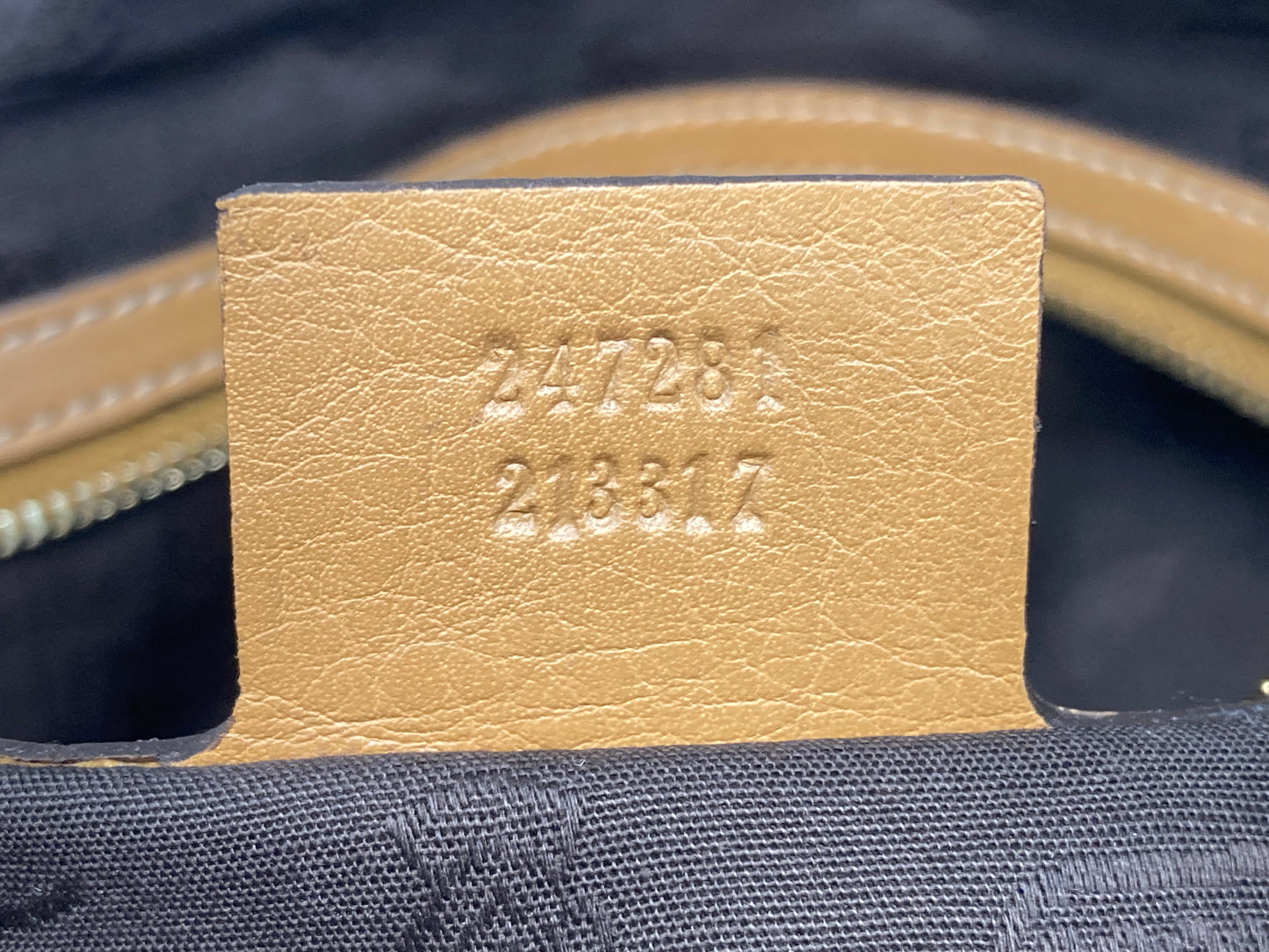 GUCCI Leather GG Monogram Tote Camel