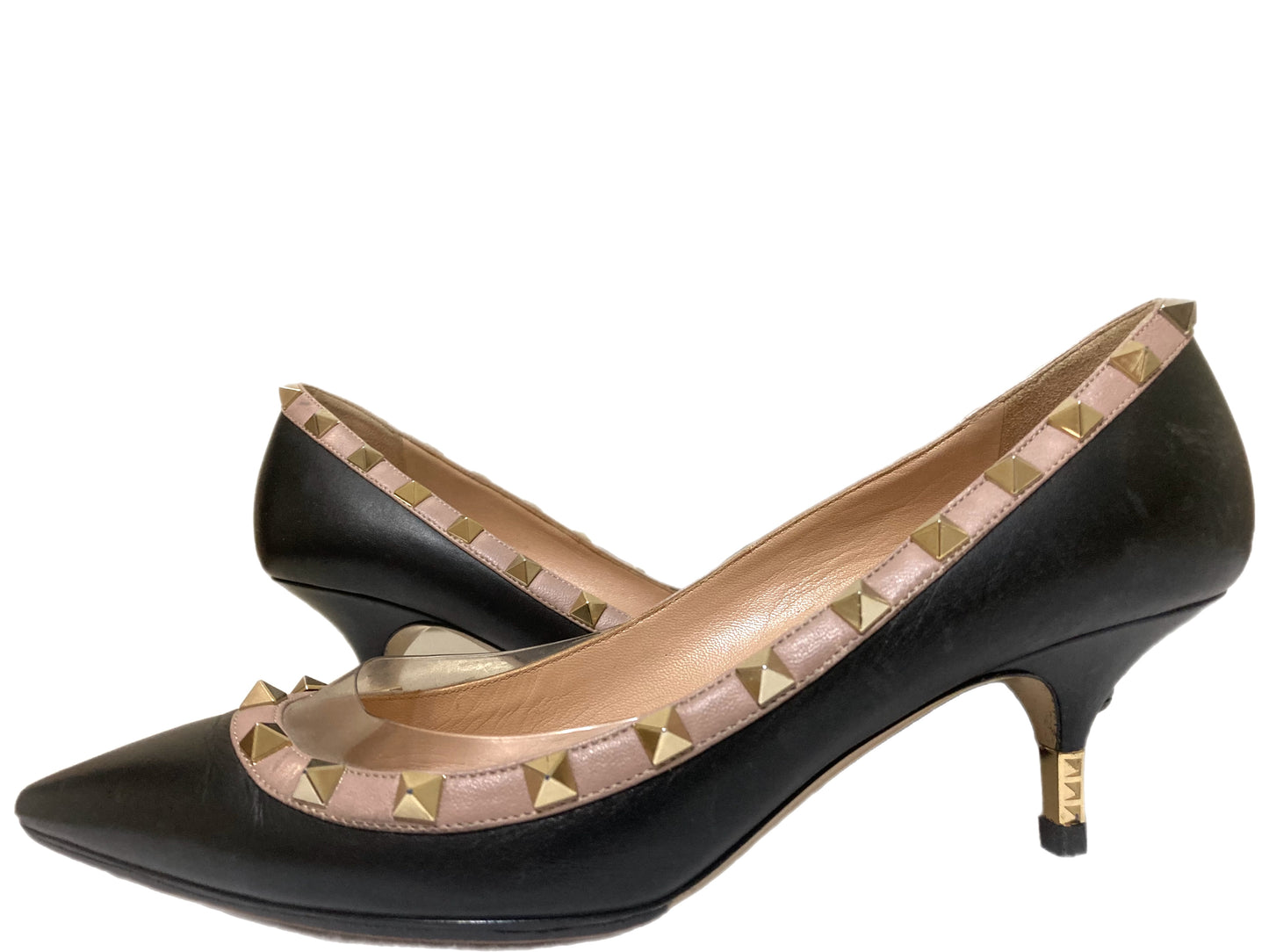 VALENTINO Leather Rockstud Pumps Black Size 38.5
