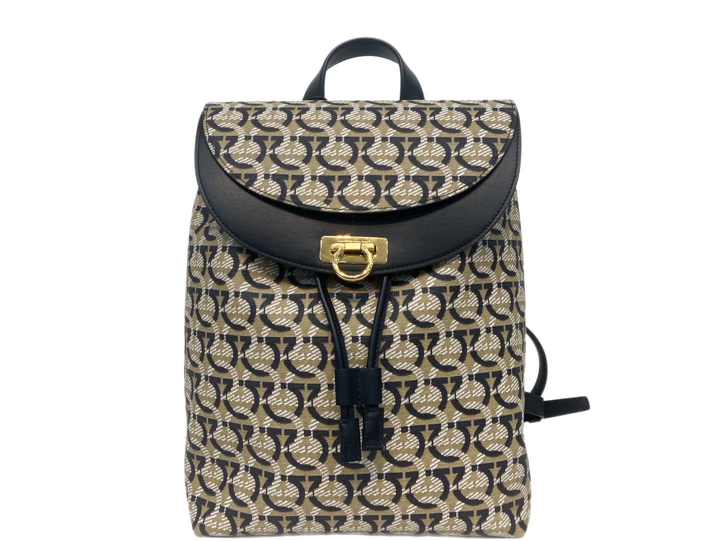 SALVATORE FERRAGAMO Gancini Backpack Black/Sand