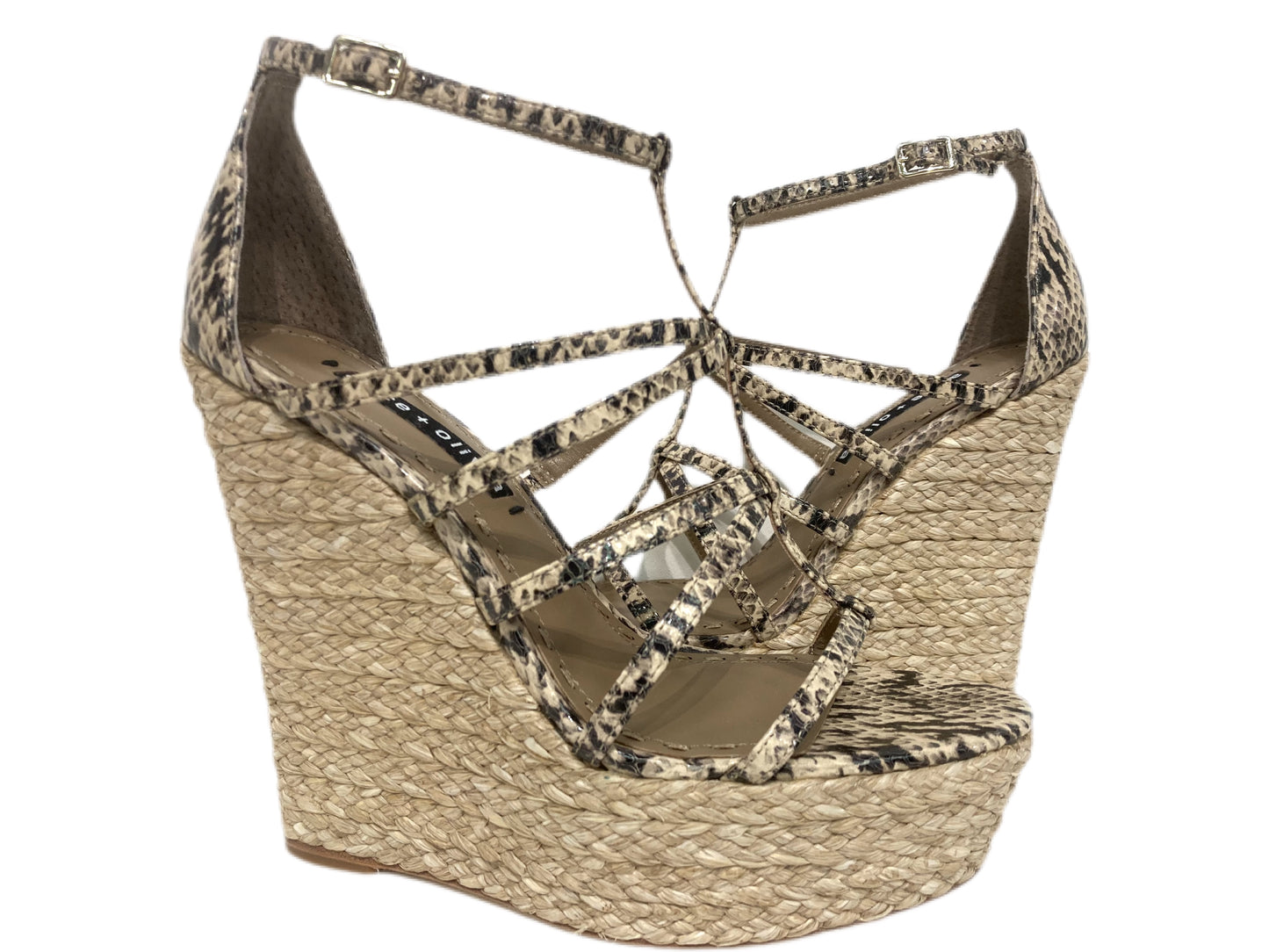 ALICE & OLIVIA Leather Snake Print Wedges Multi-Color Size 7