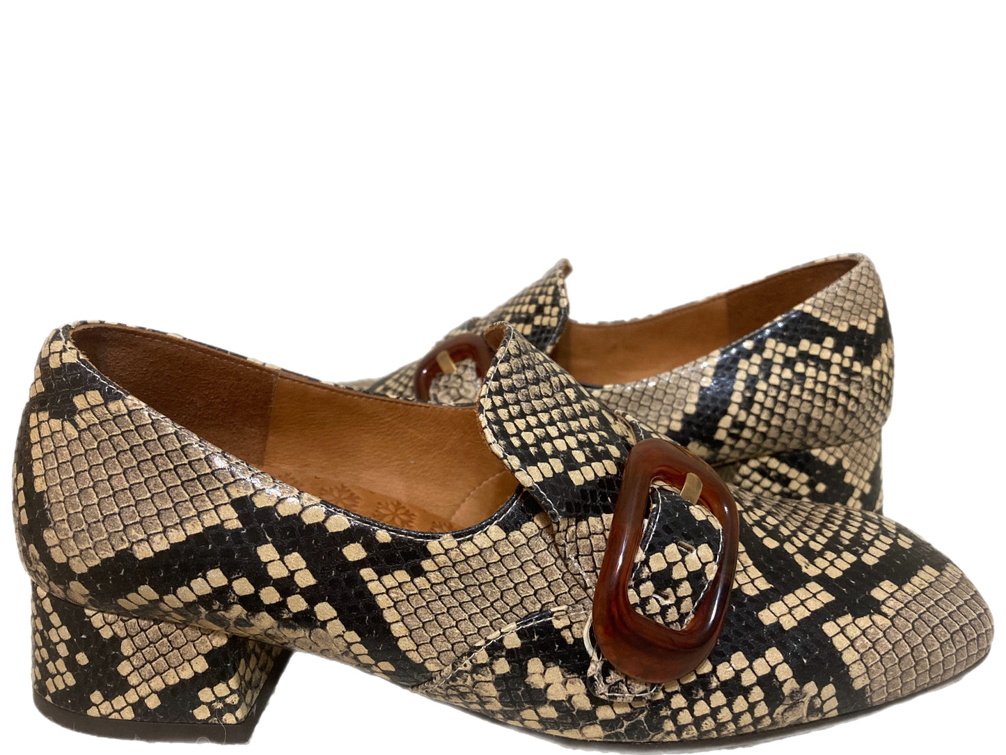CHIE MAHARA Snake Zazi Flats Beige Size 37.5