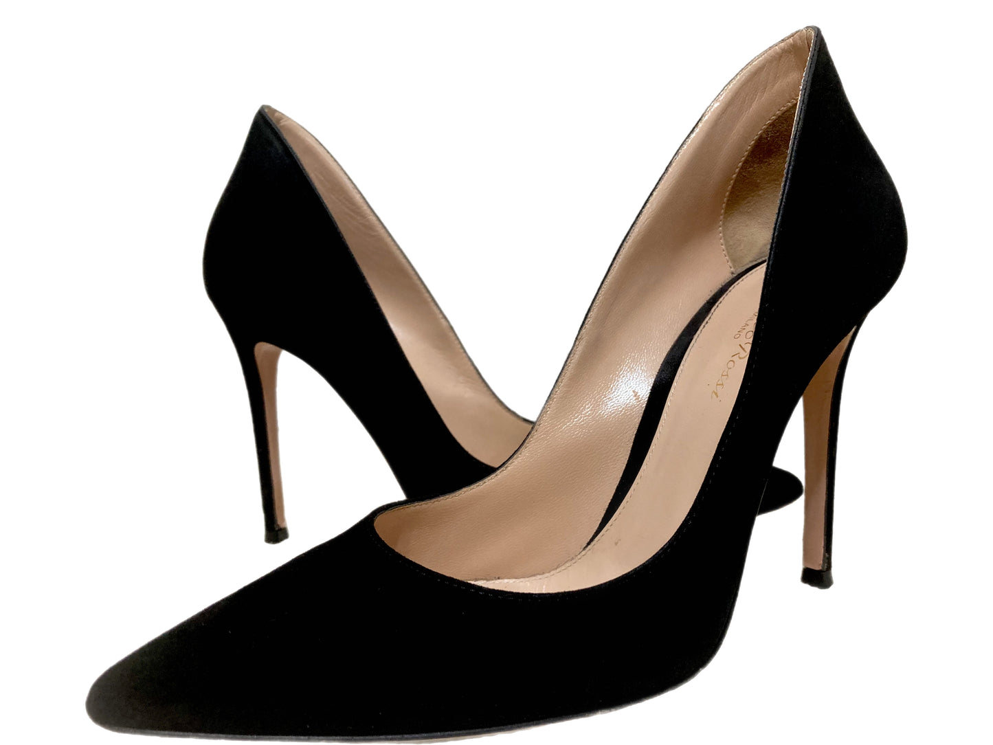 GIANVITO ROSSI Suede Ellipsis Pumps Black Size 38.5