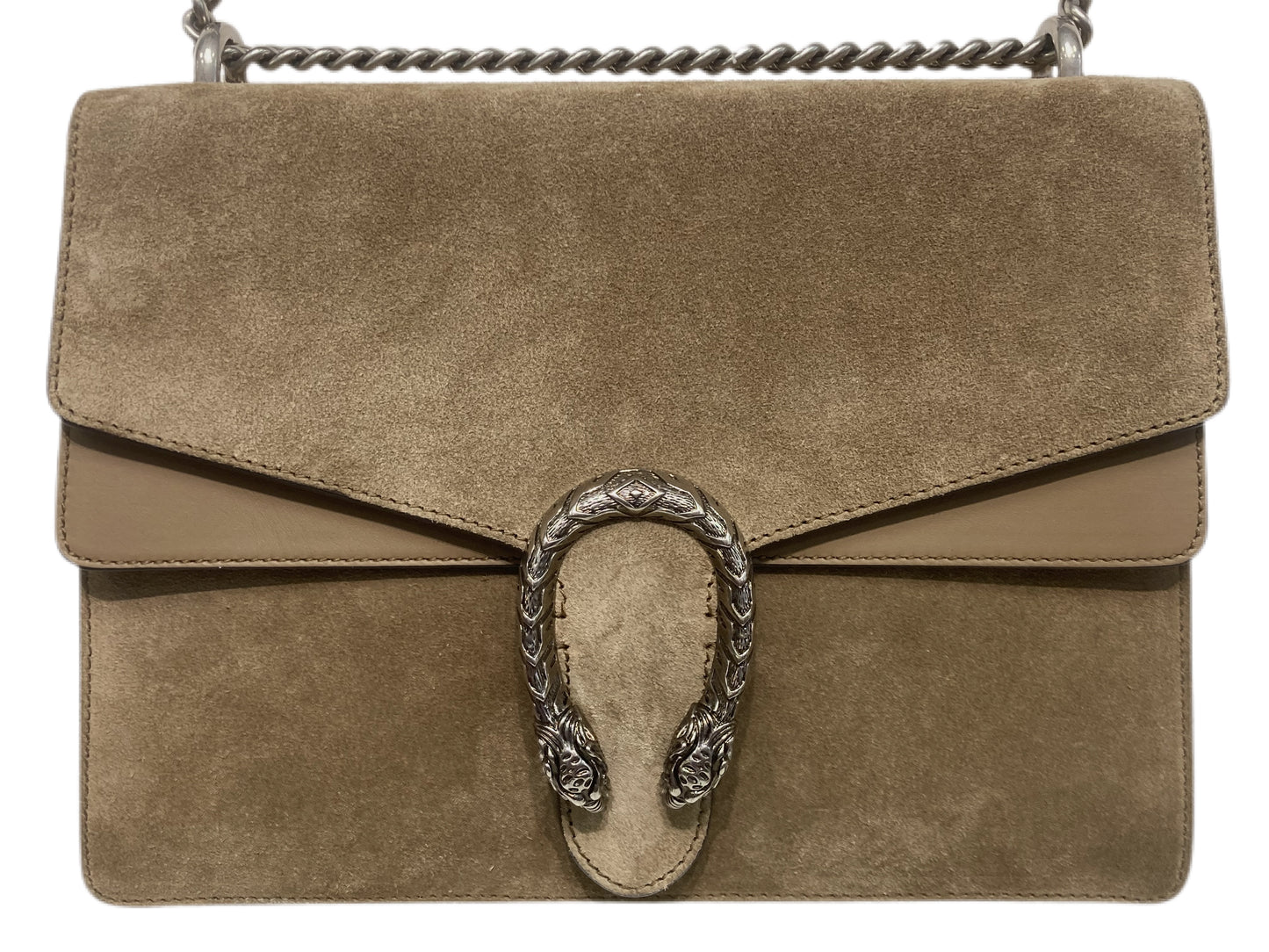 GUCCI Medium Suede Dionysus Shoulder Bag Taupe