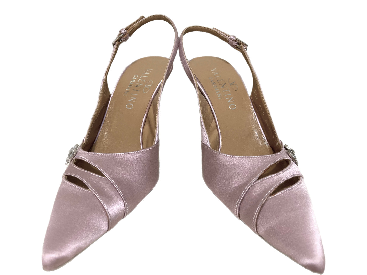 VALENTINO Satin Sling Backs Pink Size 37.5