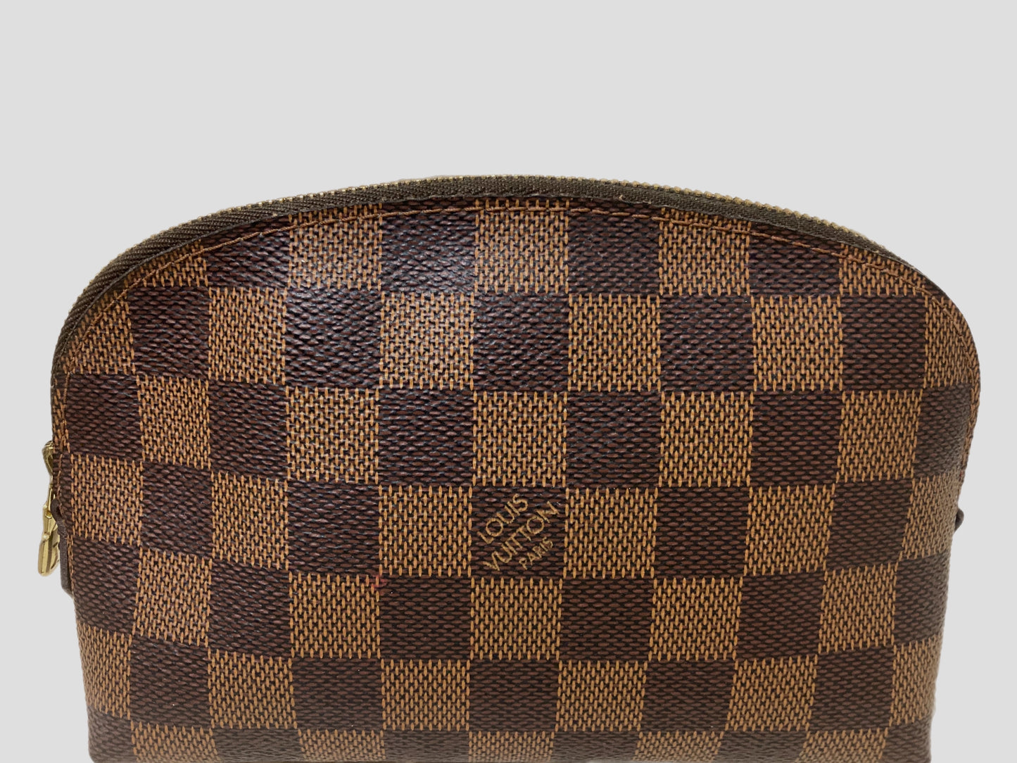 LOUIS VUITTON Canvas Damier Ebene Cosmetic Pouch Brown