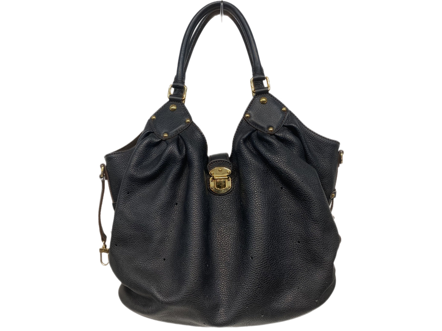 LOUIS VUITTON Leather Perforated Mahina Tote Black