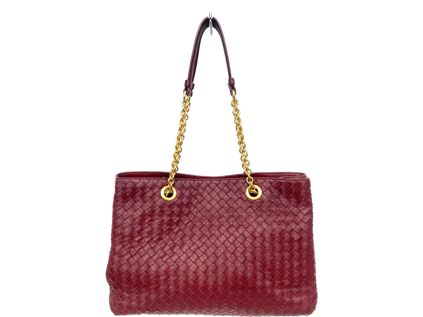 BOTTEGA VENETA Woven Leather Intrecciato Tote Burgundy