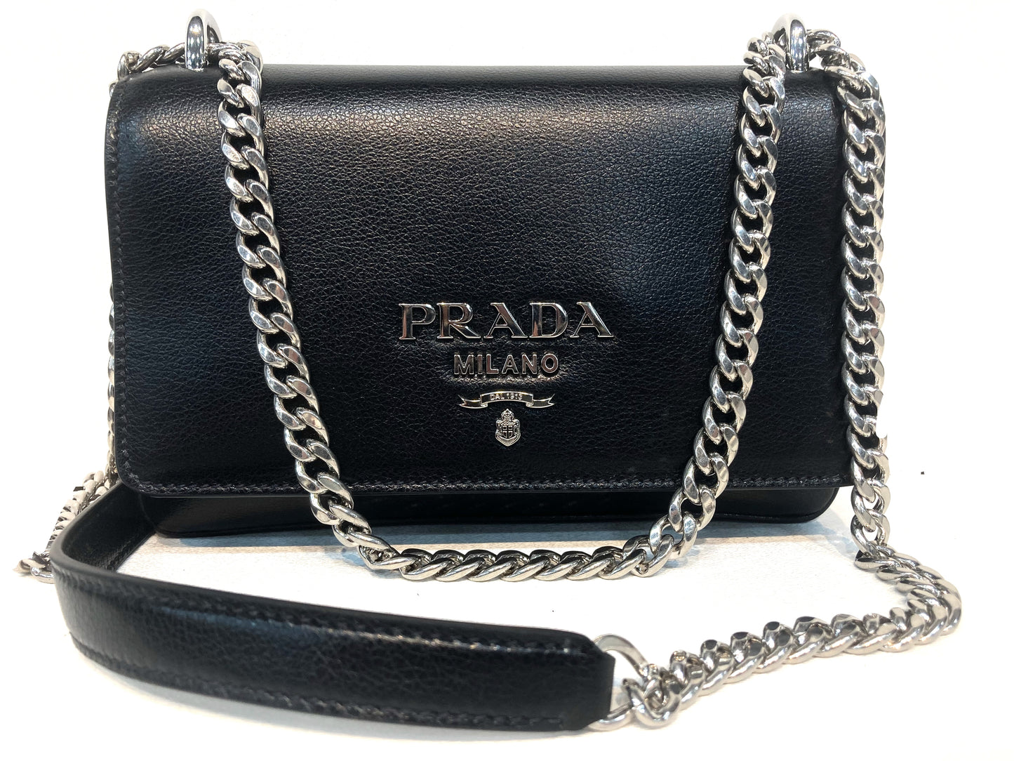 PRADA Saffiano Leather Mini Shoulder Bag Black
