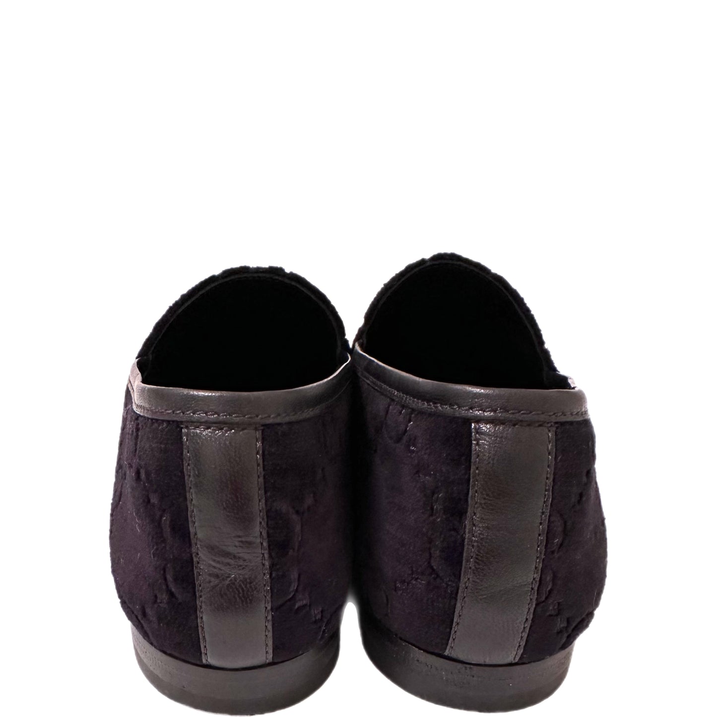 GUCCI Velour Jordaan GG Loafers Black Size 38.5