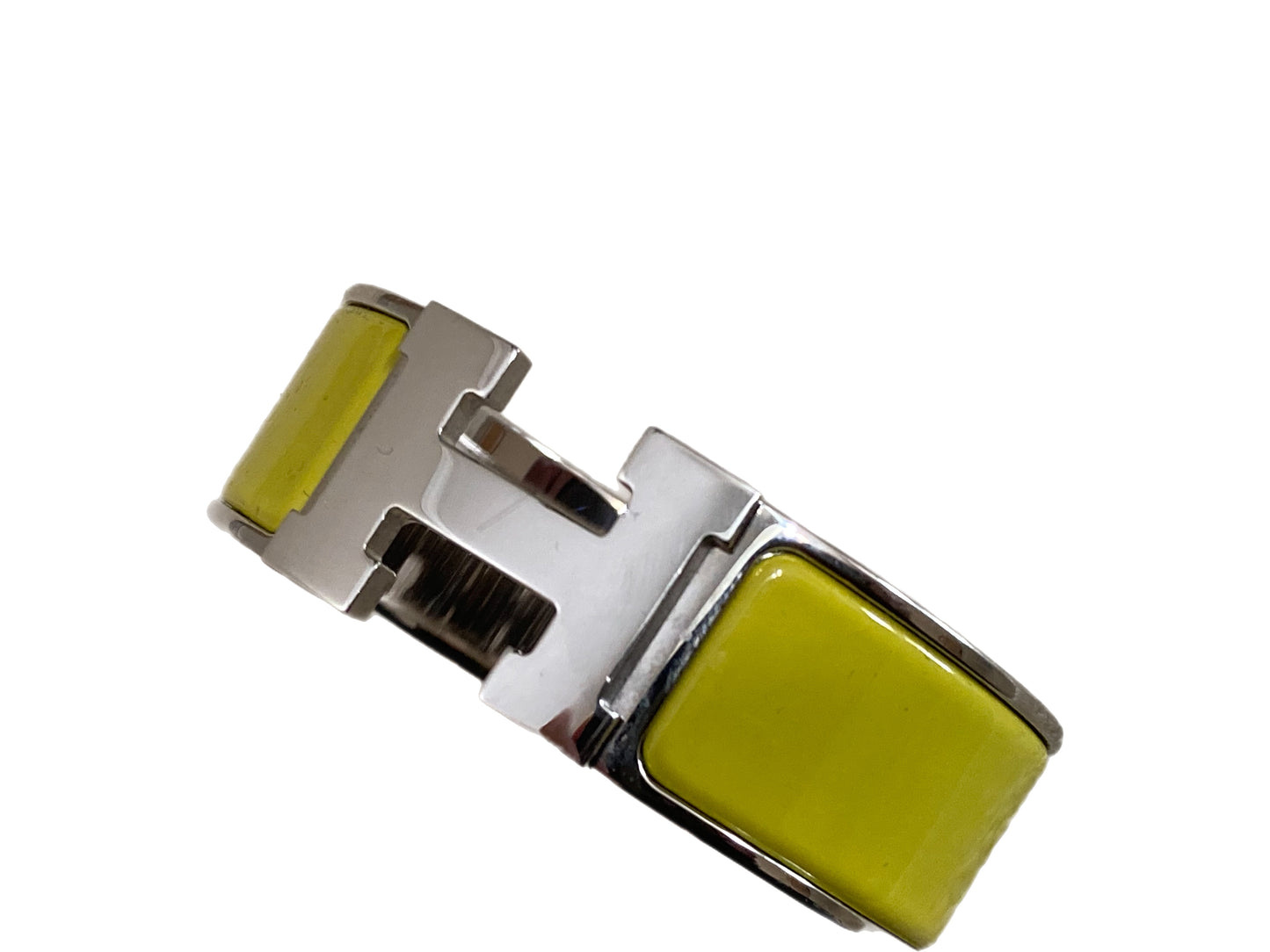HERMES Silver Clic Clac Bangle Bracelet Silver & Yellow