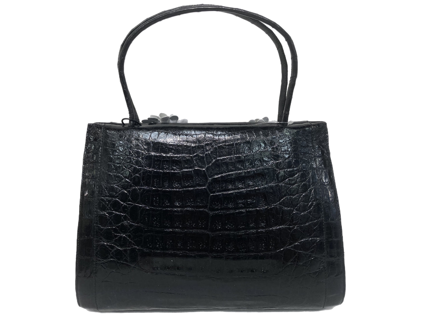 NANCY GONZALEZ Leather Flower Motif Handbag Black