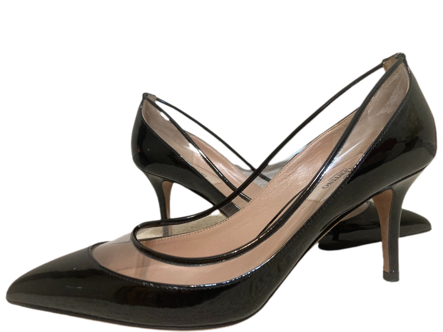 VALENTINO Patent Leather Pointed Toe Pumps Black Size 36.5