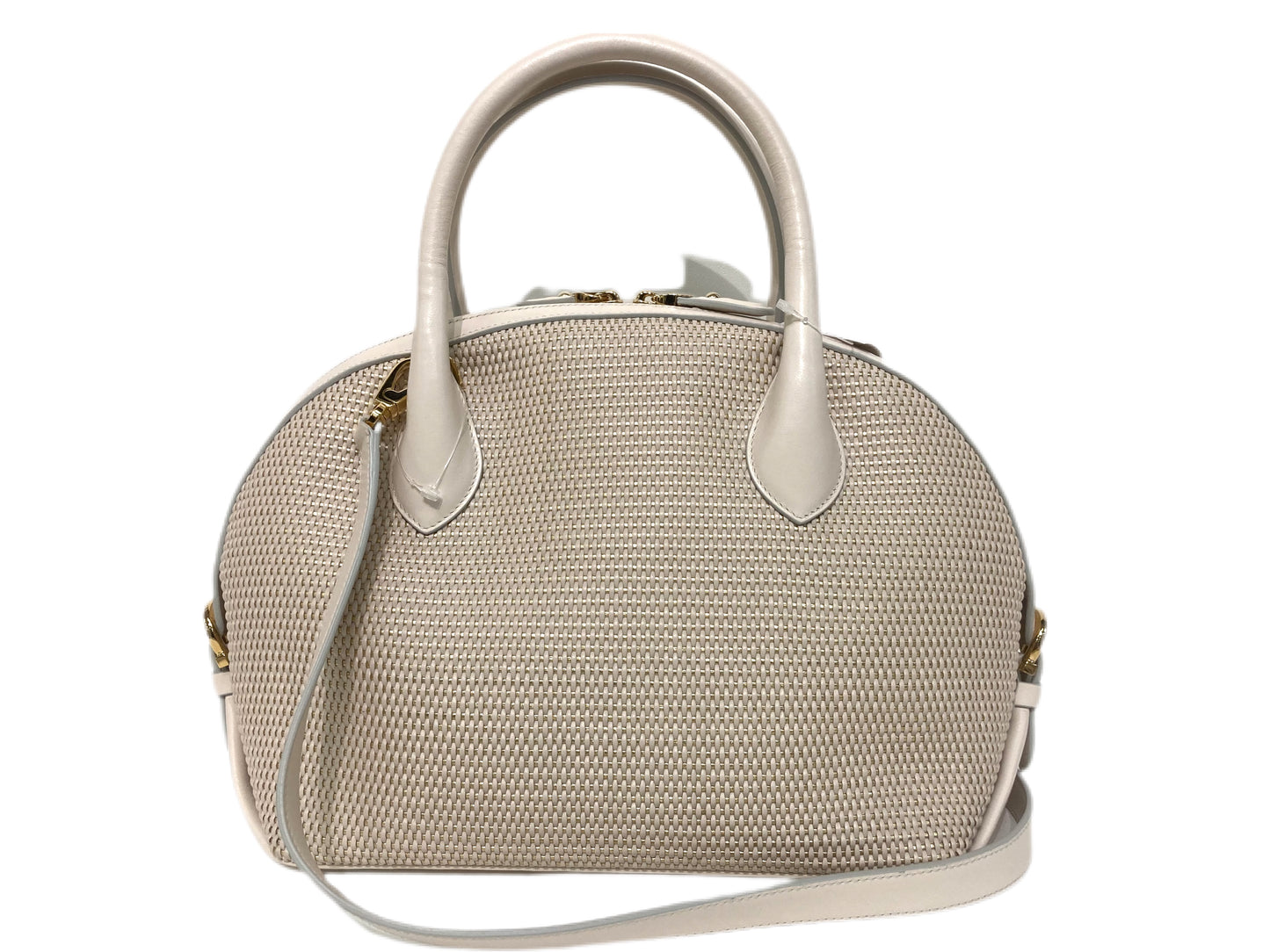 SALVATORE FERRAGAMO Leather Woven Handbag Beige