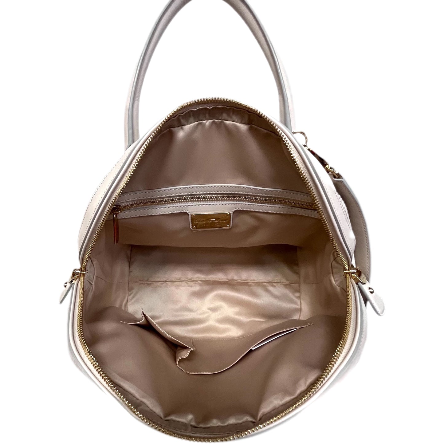 SALVATORE FERRAGAMO Leather Woven Handbag Beige
