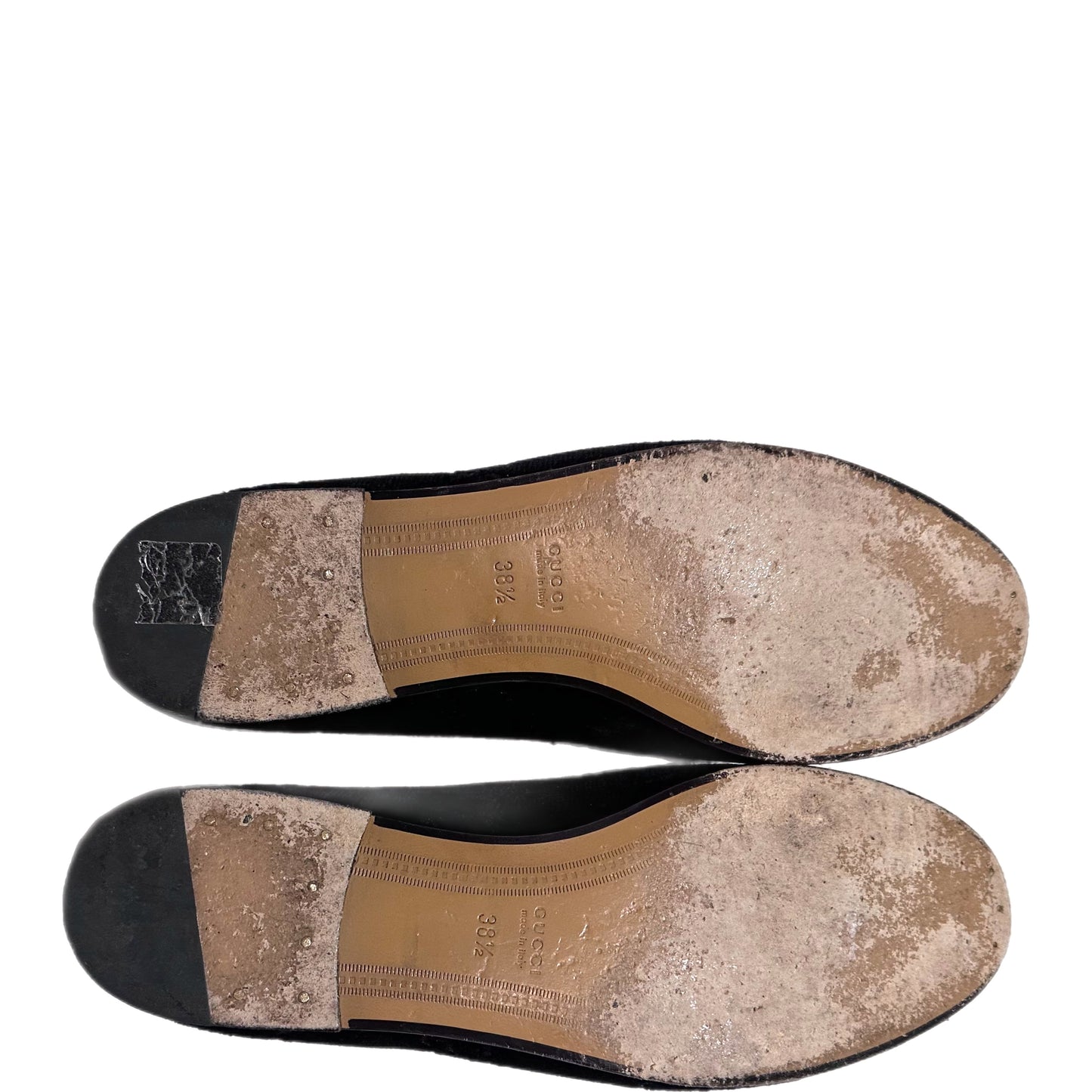 GUCCI Velour Jordaan GG Loafers Black Size 38.5