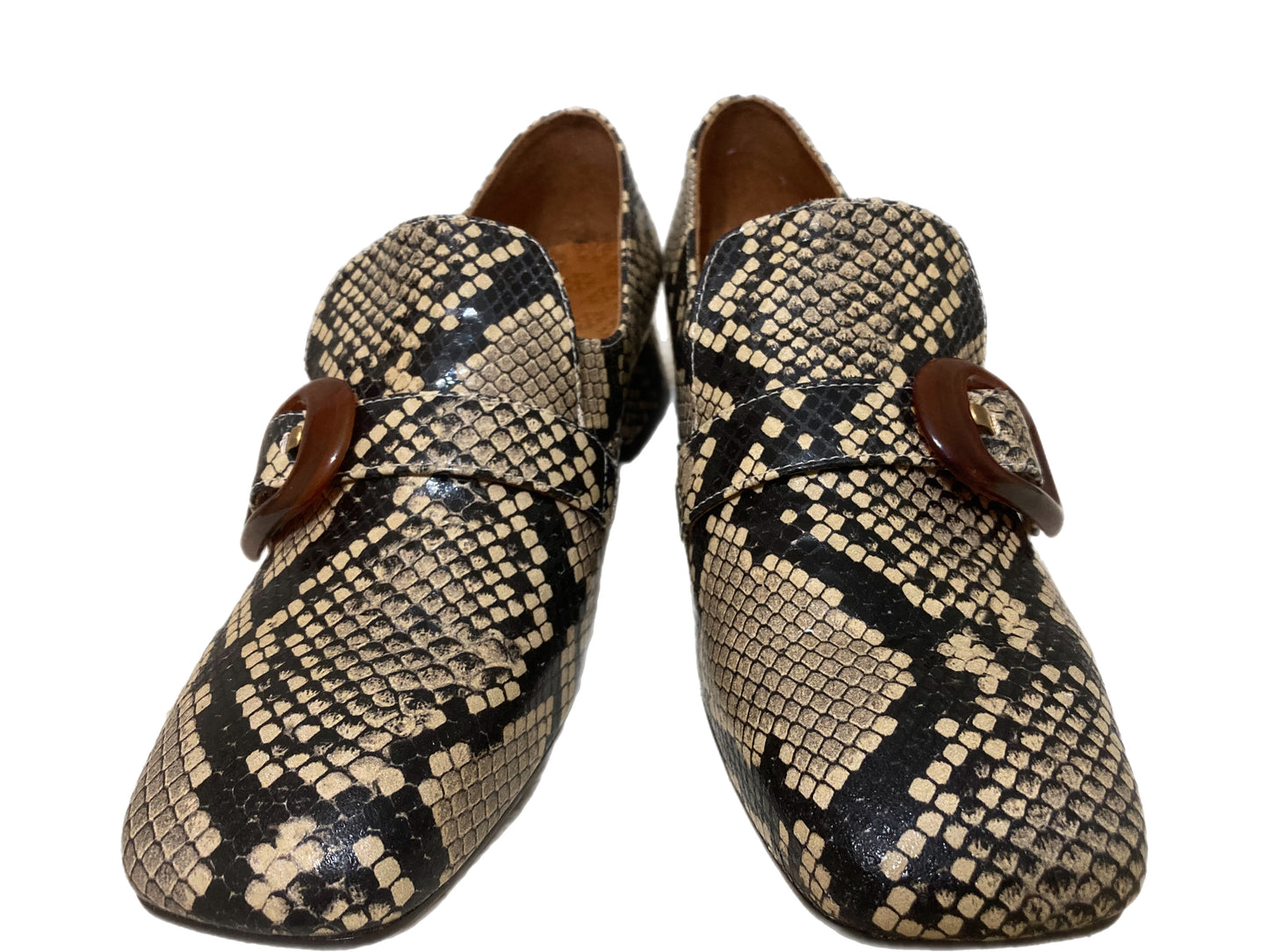 CHIE MAHARA Snake Zazi Flats Beige Size 37.5