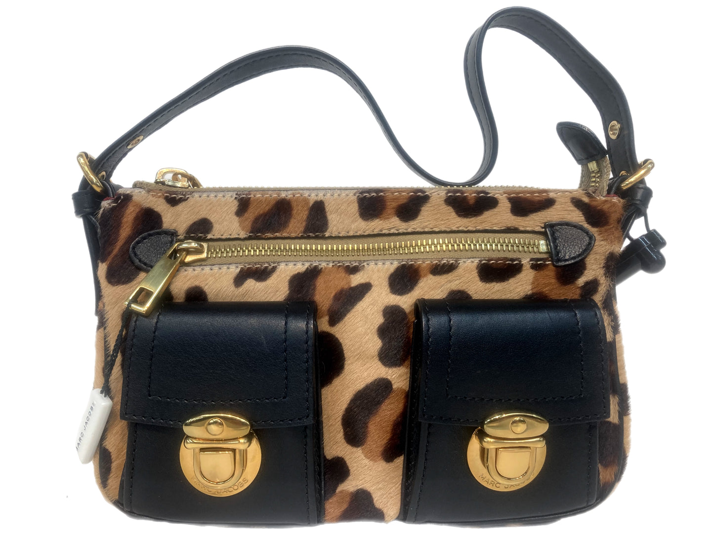 MARC JACOBS Calf Hair Leopard Handbag Brown