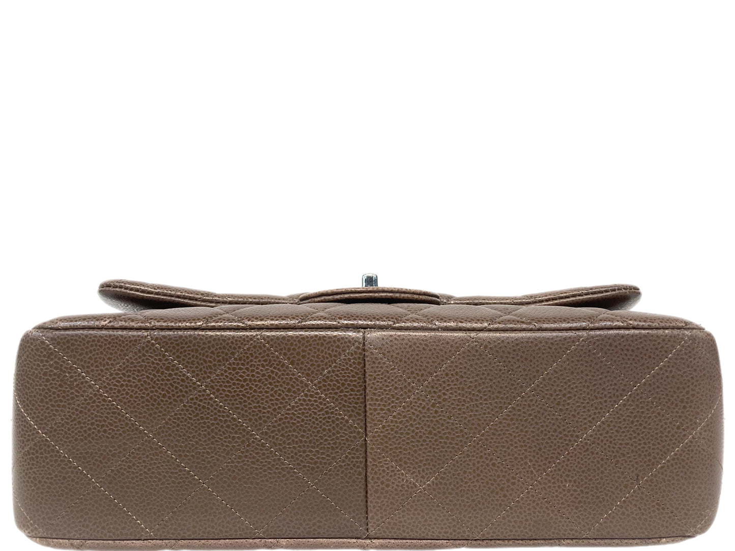 CHANEL Leather Jumbo Single Flap Bag Taupe