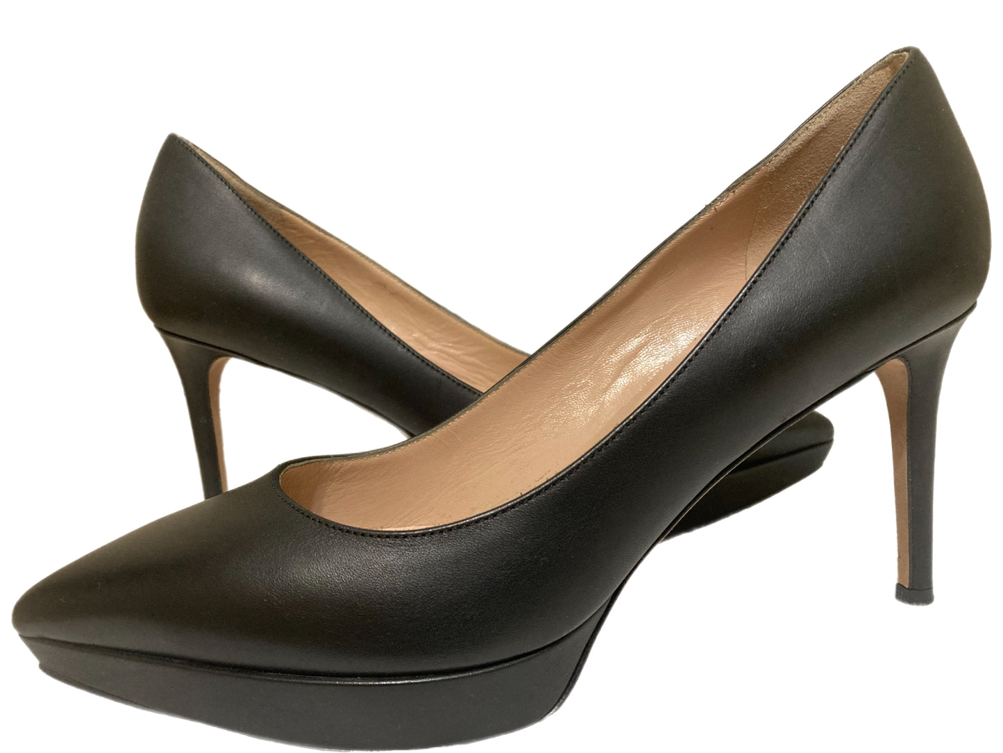 VALENTINO Leather Platform Pumps Black Size 37.5