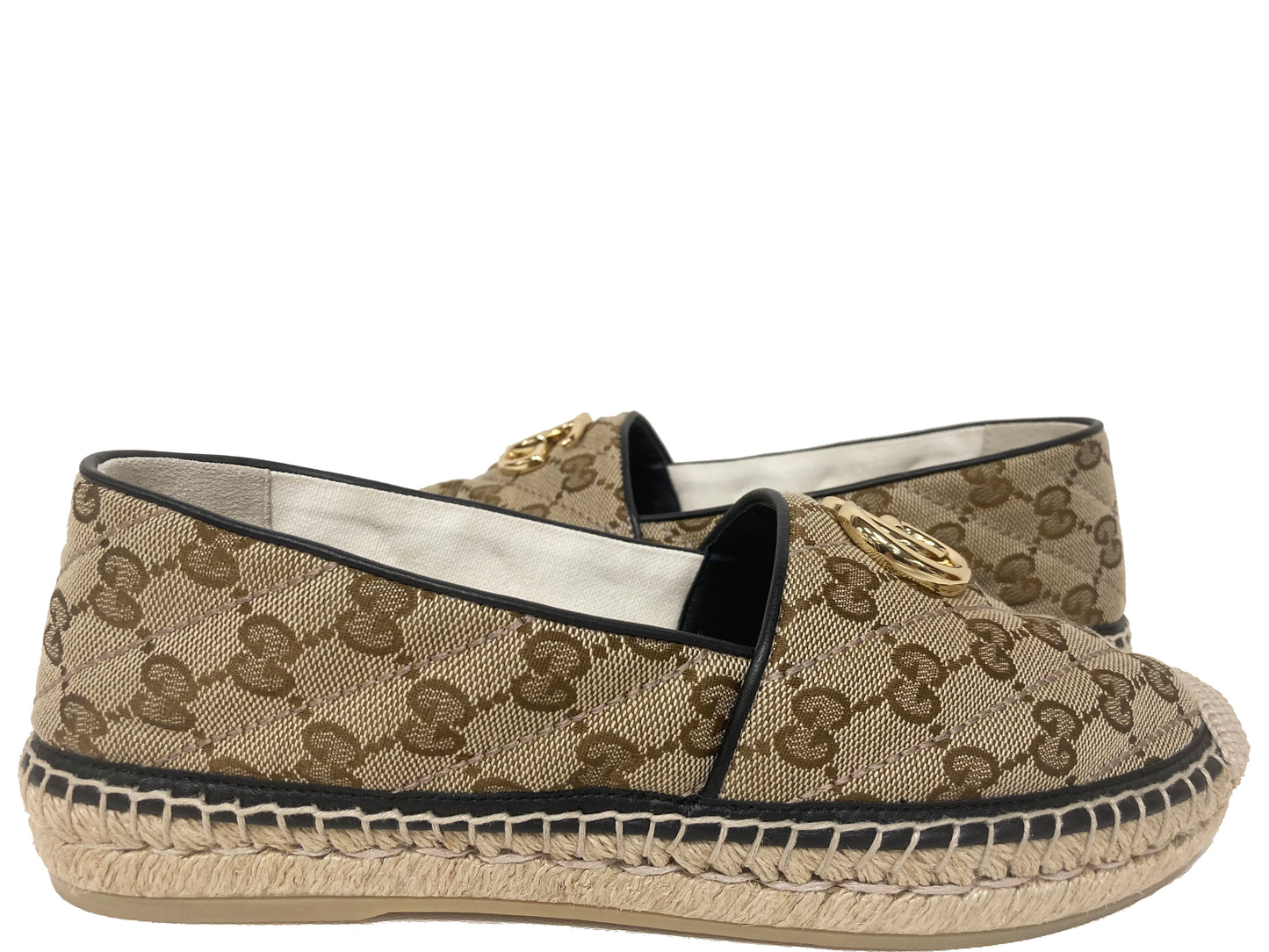 GUCCI Canvas Monogram Espadrilles Tan Size 38