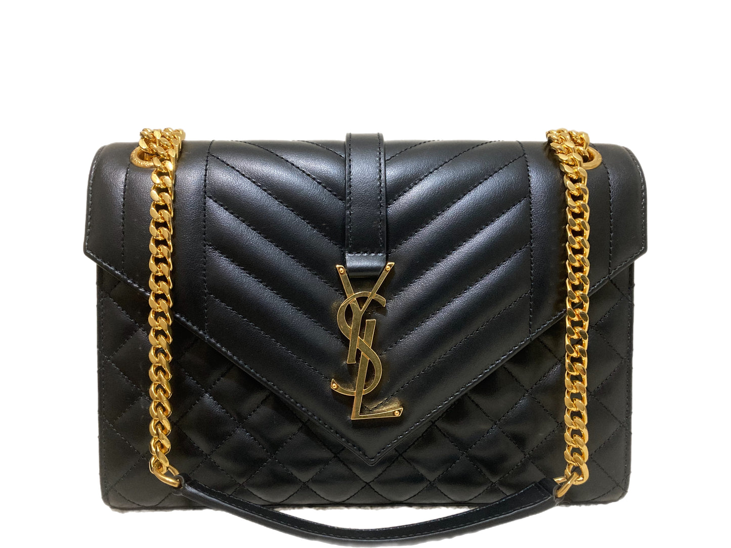 YVES SAINT LAURENT Leather Envelope Flap Bag Black