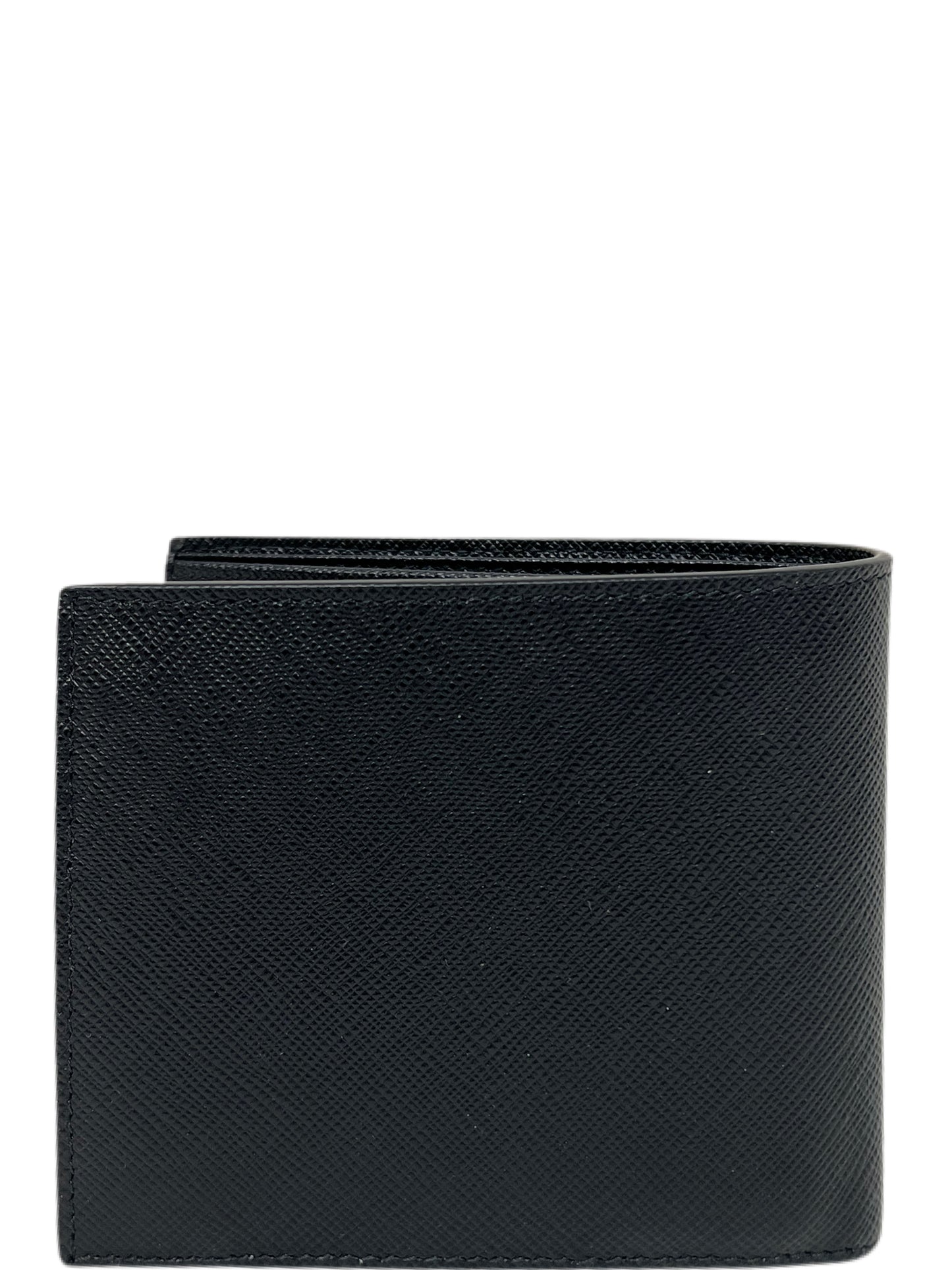 PRADA Saffiano Leather Mens Bi-Fold Wallet Black