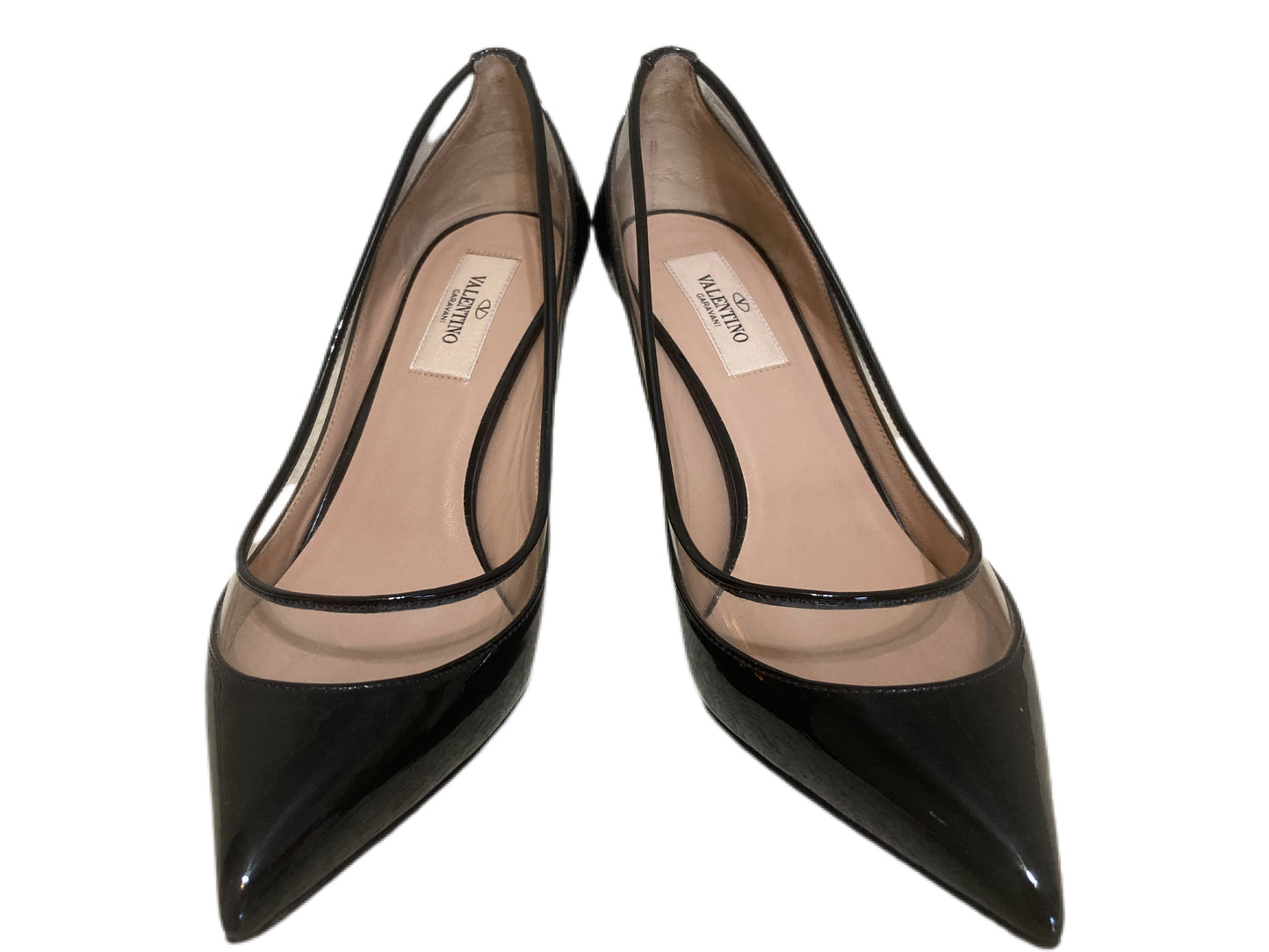 VALENTINO Patent Leather Pointed Toe Pumps Black Size 36.5
