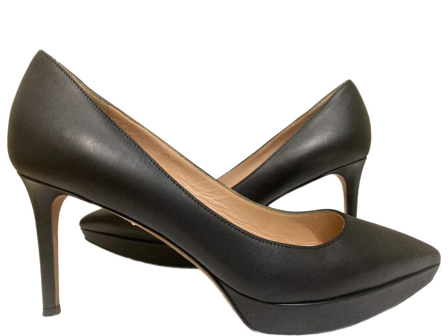 VALENTINO Leather Platform Pumps Black Size 37.5