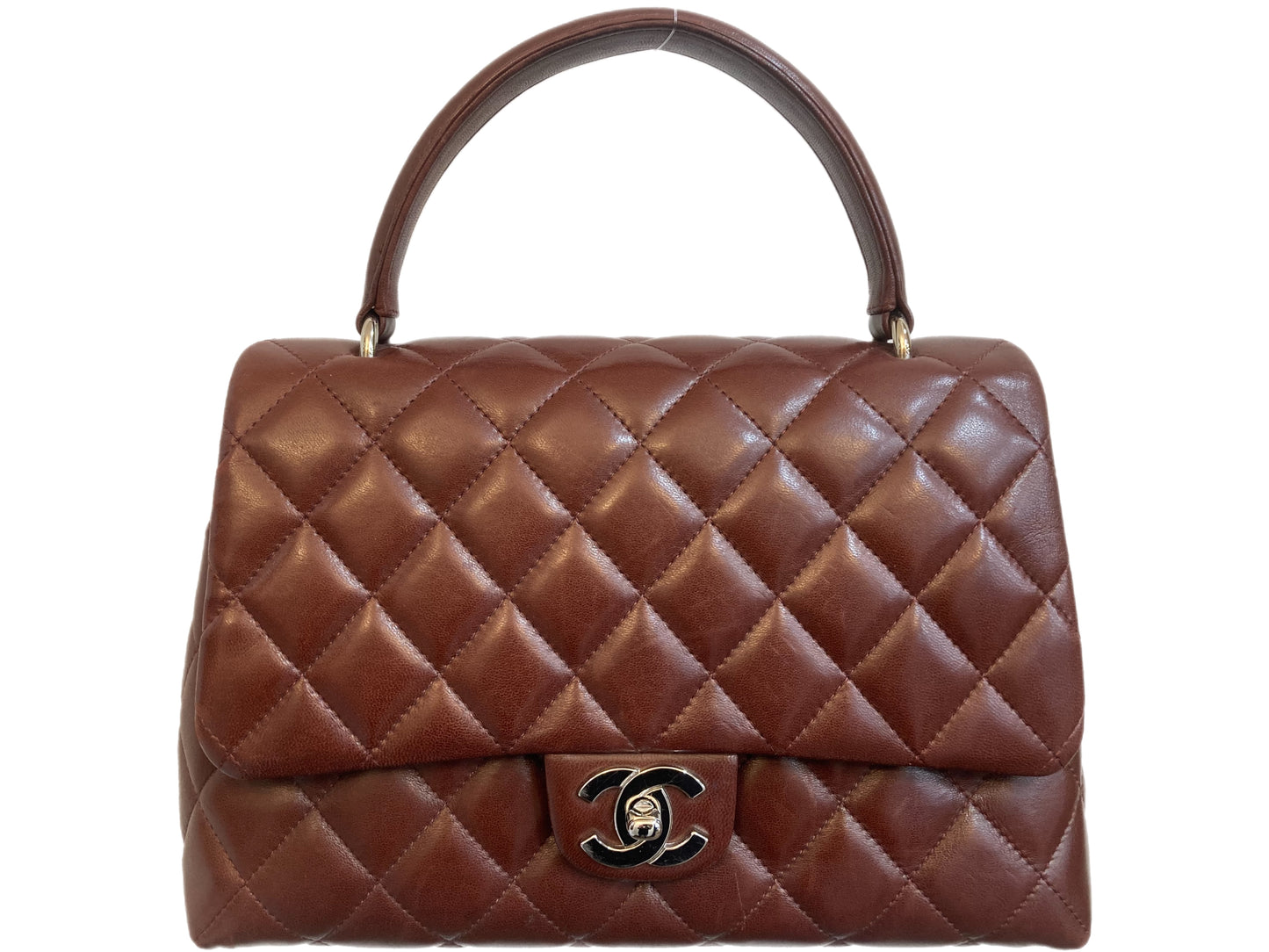 CHANEL Leather Classic Kelly Handbag Burgundy
