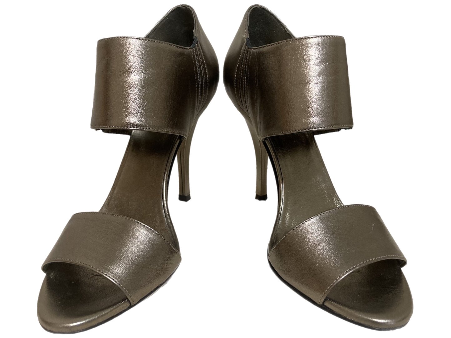 GUCCI Leather Metallic Sandals Bronze Size 36.5