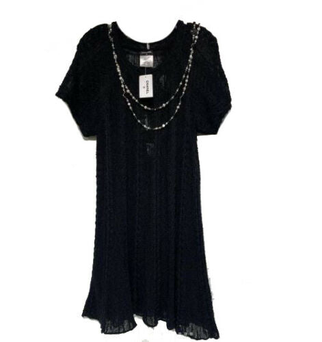 CHANEL Size 42 Black Alpaca Knit Dress